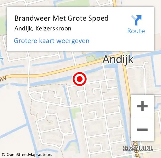 Locatie op kaart van de 112 melding: Brandweer Met Grote Spoed Naar Andijk, Keizerskroon op 31 augustus 2015 16:01