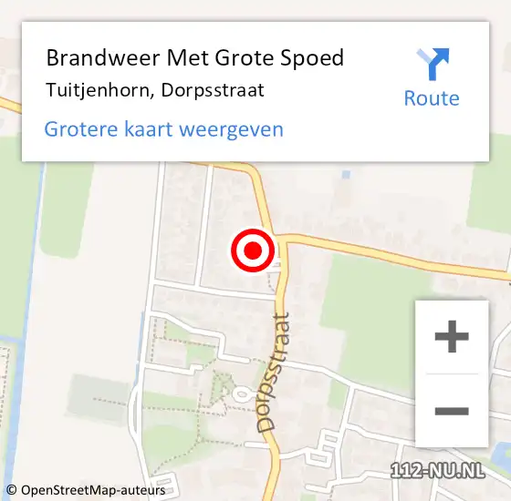 Locatie op kaart van de 112 melding: Brandweer Met Grote Spoed Naar Tuitjenhorn, Dorpsstraat op 31 augustus 2015 16:23