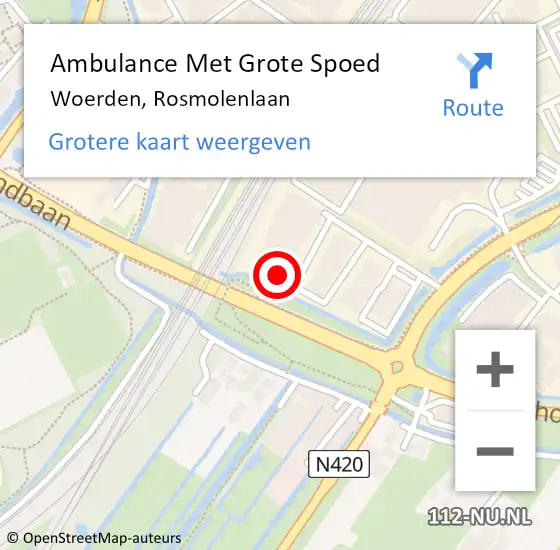 Locatie op kaart van de 112 melding: Ambulance Met Grote Spoed Naar Woerden, Rosmolenlaan op 31 augustus 2015 17:17