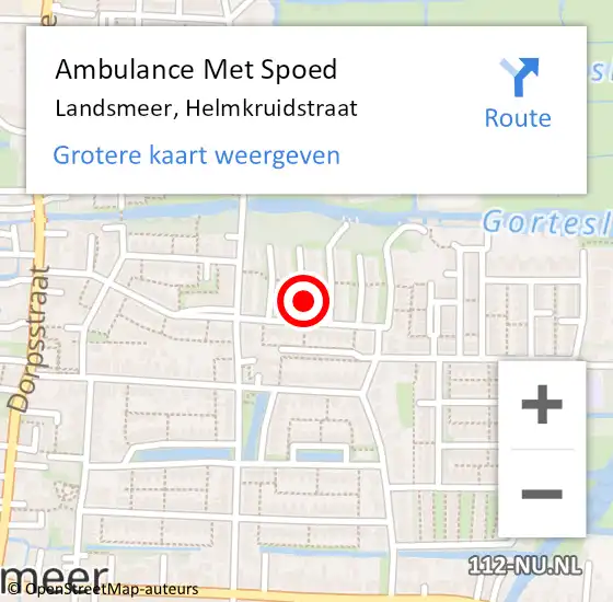 Locatie op kaart van de 112 melding: Ambulance Met Spoed Naar Landsmeer, Helmkruidstraat op 31 augustus 2015 17:35