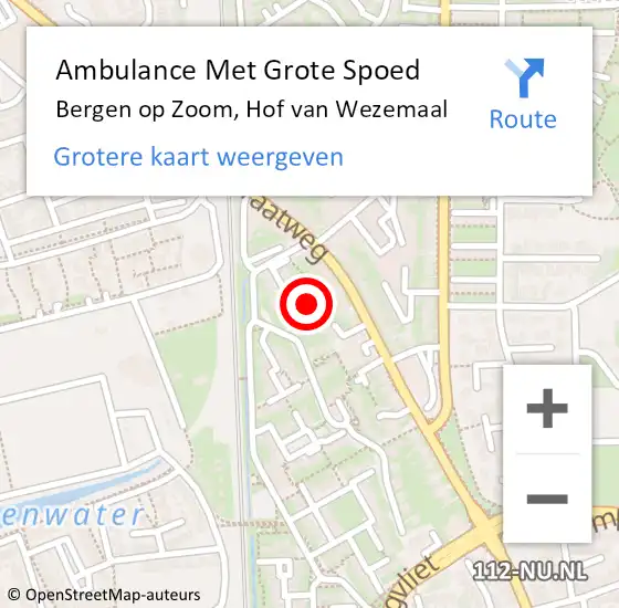 Locatie op kaart van de 112 melding: Ambulance Met Grote Spoed Naar Bergen op Zoom, Hof van Wezemaal op 31 augustus 2015 18:11