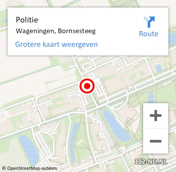 Locatie op kaart van de 112 melding: Politie Wageningen, Bornsesteeg op 31 augustus 2015 18:43