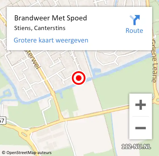 Locatie op kaart van de 112 melding: Brandweer Met Spoed Naar Stiens, Canterstins op 31 augustus 2015 18:47