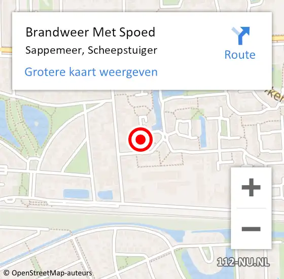 Locatie op kaart van de 112 melding: Brandweer Met Spoed Naar Sappemeer, Scheepstuiger op 31 augustus 2015 18:59