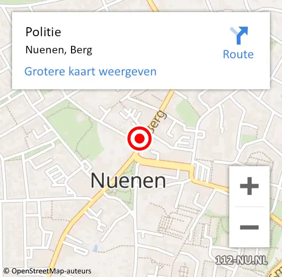 Locatie op kaart van de 112 melding: Politie Nuenen, Berg op 31 augustus 2015 19:02