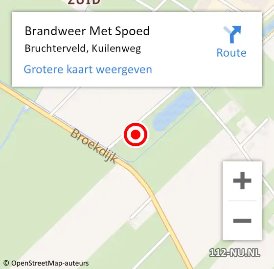 Locatie op kaart van de 112 melding: Brandweer Met Spoed Naar Bruchterveld, Kuilenweg op 31 augustus 2015 19:06