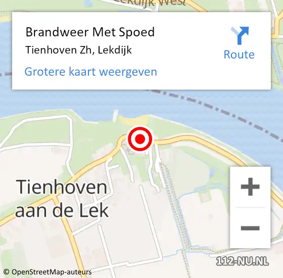 Locatie op kaart van de 112 melding: Brandweer Met Spoed Naar Tienhoven Zh, Lekdijk op 31 augustus 2015 20:23