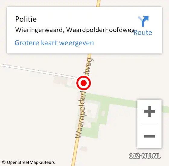 Locatie op kaart van de 112 melding: Politie Wieringerwaard, Waardpolderhoofdweg op 31 augustus 2015 20:37