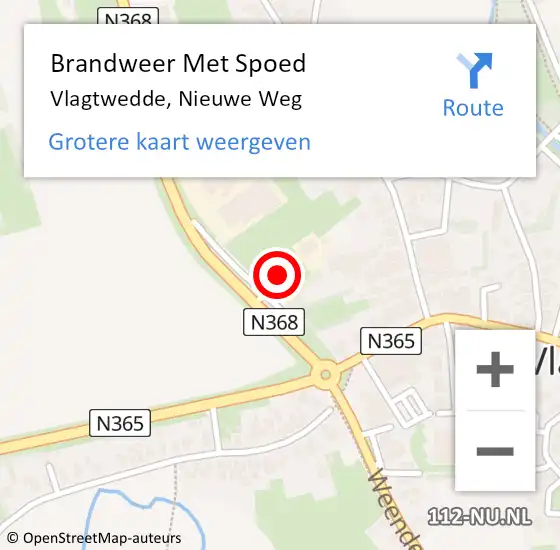 Locatie op kaart van de 112 melding: Brandweer Met Spoed Naar Vlagtwedde, Nieuwe Weg op 31 augustus 2015 20:41