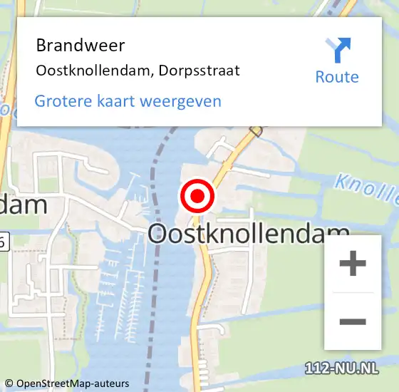 Locatie op kaart van de 112 melding: Brandweer Oostknollendam, Dorpsstraat op 31 augustus 2015 20:52