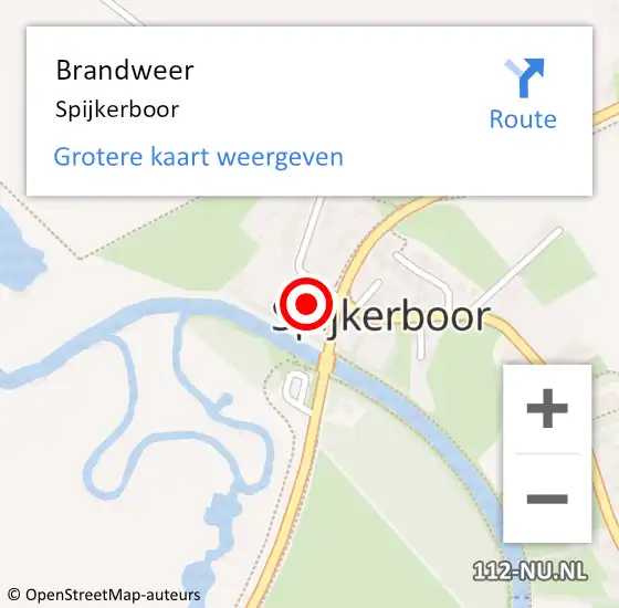 Locatie op kaart van de 112 melding: Brandweer Spijkerboor op 31 augustus 2015 21:32