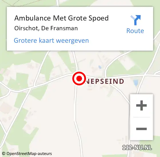 Locatie op kaart van de 112 melding: Ambulance Met Grote Spoed Naar Oirschot, De Fransman op 1 september 2015 05:58