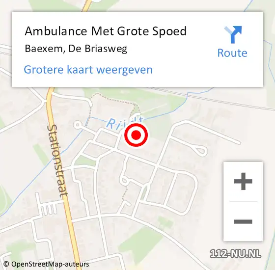 Locatie op kaart van de 112 melding: Ambulance Met Grote Spoed Naar Baexem, De Briasweg op 1 september 2015 06:31