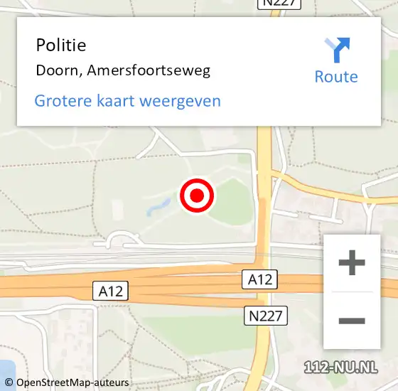 Locatie op kaart van de 112 melding: Politie Doorn, Amersfoortseweg op 1 september 2015 07:44