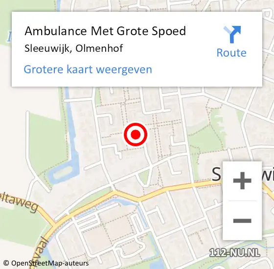 Locatie op kaart van de 112 melding: Ambulance Met Grote Spoed Naar Sleeuwijk, Olmenhof op 1 september 2015 08:04