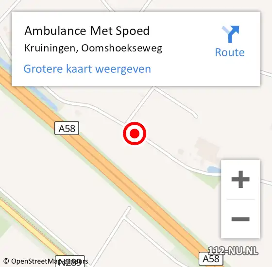 Locatie op kaart van de 112 melding: Ambulance Met Spoed Naar Kruiningen, Oomshoekseweg op 1 september 2015 09:35