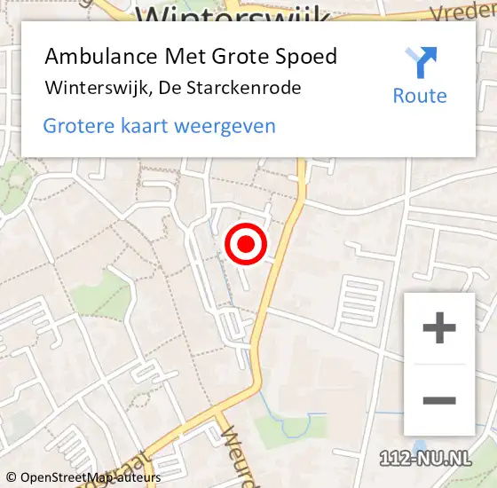 Locatie op kaart van de 112 melding: Ambulance Met Grote Spoed Naar Winterswijk, De Starckenrode op 1 september 2015 10:01