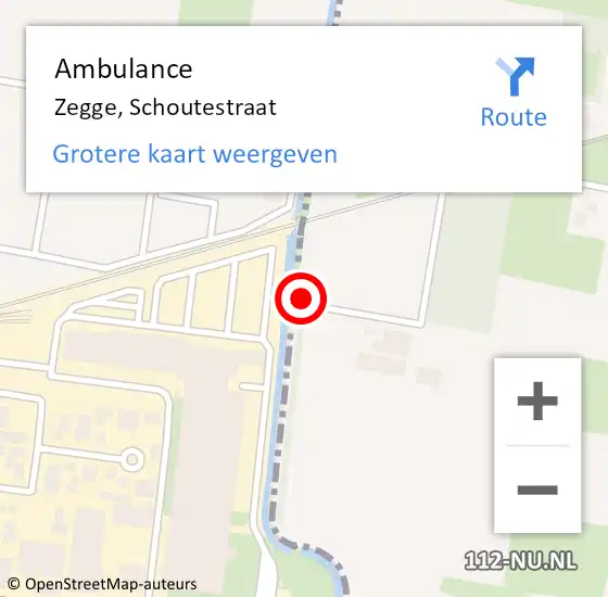 Locatie op kaart van de 112 melding: Ambulance Zegge, Schoutestraat op 1 september 2015 10:06