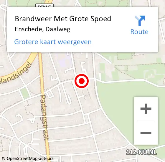 Locatie op kaart van de 112 melding: Brandweer Met Grote Spoed Naar Enschede, Daalweg op 1 september 2015 11:14