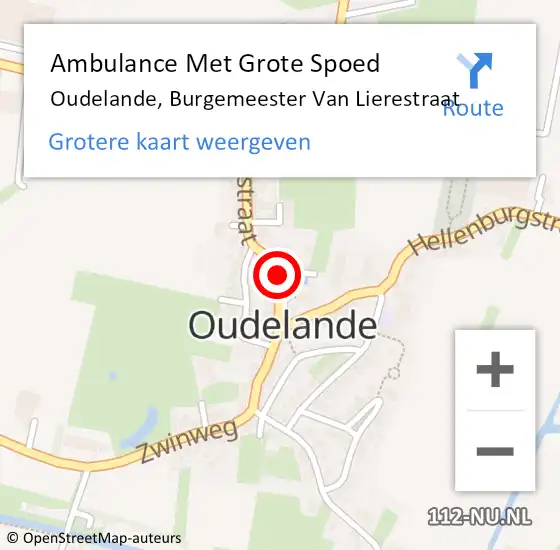 Locatie op kaart van de 112 melding: Ambulance Met Grote Spoed Naar Oudelande, Burgemeester Van Lierestraat op 1 september 2015 11:20