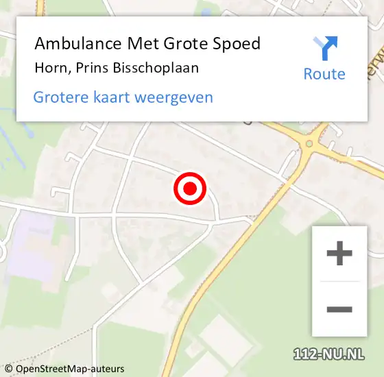 Locatie op kaart van de 112 melding: Ambulance Met Grote Spoed Naar Horn, Prins Bisschoplaan op 1 september 2015 11:25