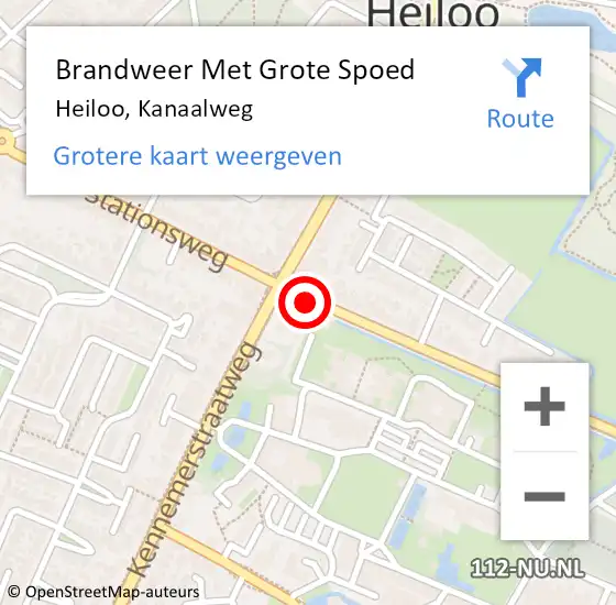 Locatie op kaart van de 112 melding: Brandweer Met Grote Spoed Naar Heiloo, Kanaalweg op 1 september 2015 11:28