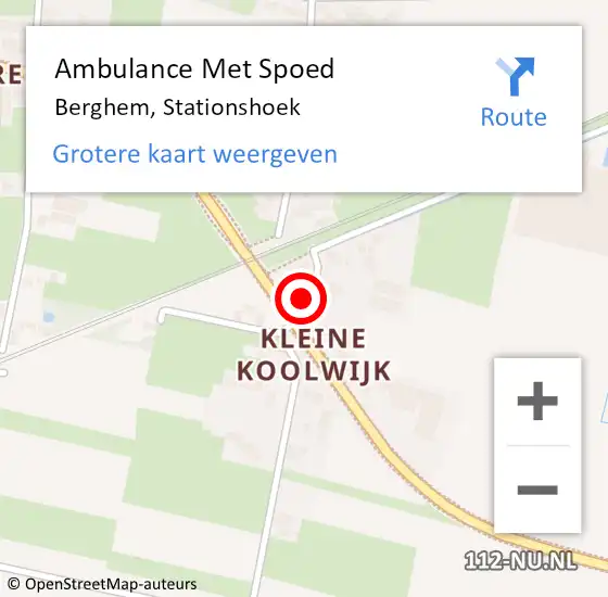 Locatie op kaart van de 112 melding: Ambulance Met Spoed Naar Berghem, Stationshoek op 1 september 2015 11:56