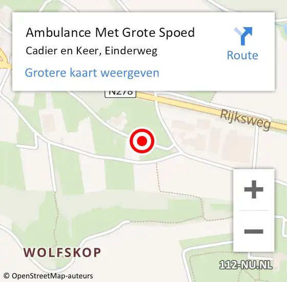 Locatie op kaart van de 112 melding: Ambulance Met Grote Spoed Naar Cadier en Keer, Einderweg op 13 september 2013 10:27