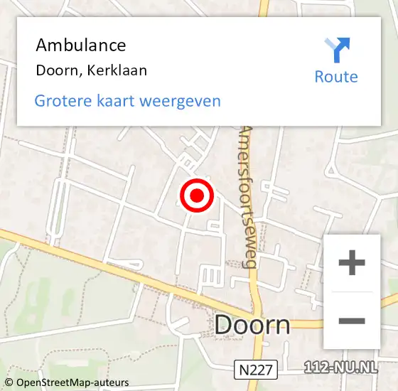 Locatie op kaart van de 112 melding: Ambulance Doorn, Kerklaan op 1 september 2015 12:17