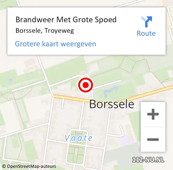 Locatie op kaart van de 112 melding: Brandweer Met Grote Spoed Naar Borssele, Troyeweg op 1 september 2015 12:31