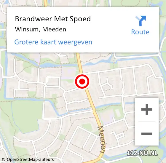 Locatie op kaart van de 112 melding: Brandweer Met Spoed Naar Winsum, Meeden op 1 september 2015 13:43