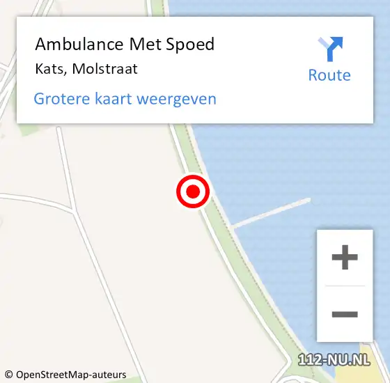 Locatie op kaart van de 112 melding: Ambulance Met Spoed Naar Kats, Molstraat op 1 september 2015 14:09