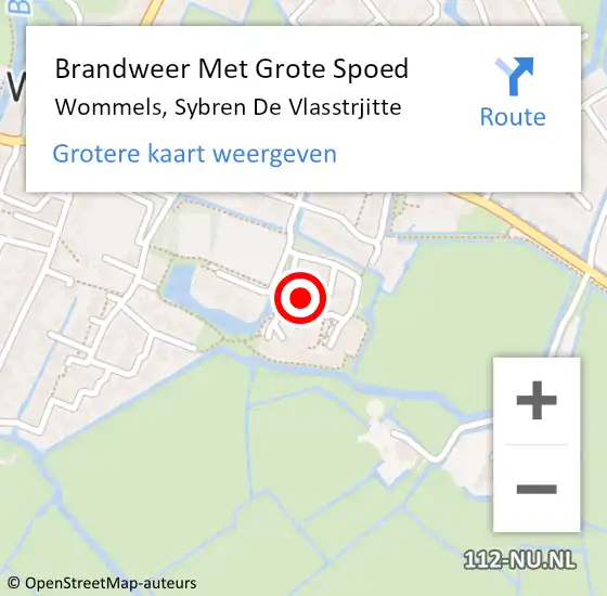 Locatie op kaart van de 112 melding: Brandweer Met Grote Spoed Naar Wommels, Sybren De Vlasstrjitte op 19 november 2013 09:43