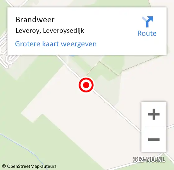 Locatie op kaart van de 112 melding: Brandweer Leveroy, Leveroysedijk op 1 september 2015 14:37