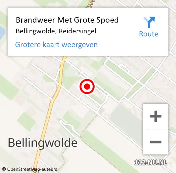 Locatie op kaart van de 112 melding: Brandweer Met Grote Spoed Naar Bellingwolde, Reidersingel op 1 september 2015 17:10