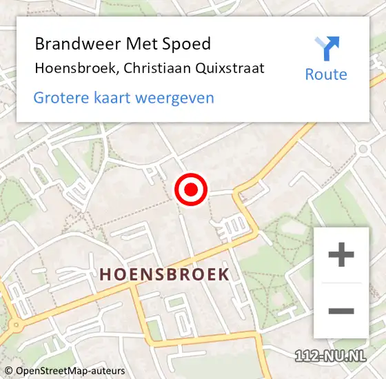 Locatie op kaart van de 112 melding: Brandweer Met Spoed Naar Hoensbroek, Christiaan Quixstraat op 1 september 2015 17:24