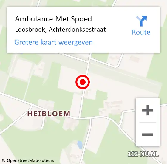 Locatie op kaart van de 112 melding: Ambulance Met Spoed Naar Loosbroek, Achterdonksestraat op 1 september 2015 17:25