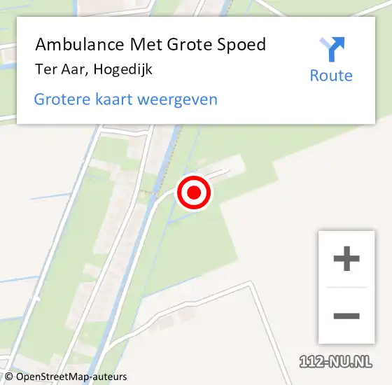 Locatie op kaart van de 112 melding: Ambulance Met Grote Spoed Naar Ter Aar, Hogedijk op 1 september 2015 17:42