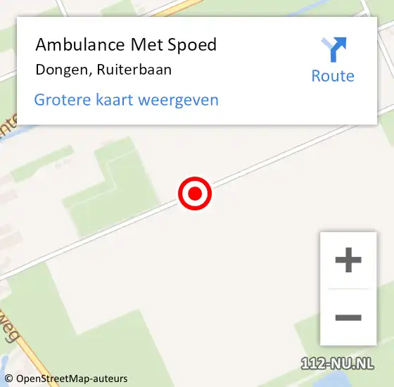 Locatie op kaart van de 112 melding: Ambulance Met Spoed Naar Dongen, Ruiterbaan op 1 september 2015 19:42