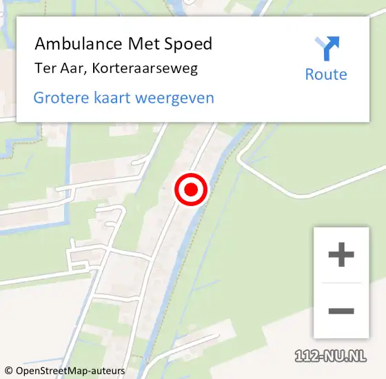 Locatie op kaart van de 112 melding: Ambulance Met Spoed Naar Ter Aar, Korteraarseweg op 1 september 2015 19:54