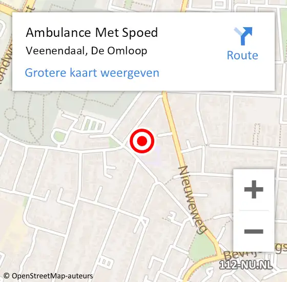 Locatie op kaart van de 112 melding: Ambulance Met Spoed Naar Veenendaal, De Omloop op 1 september 2015 20:17