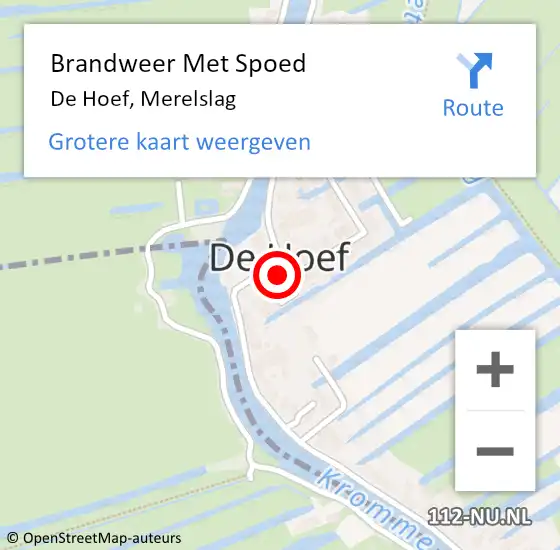 Locatie op kaart van de 112 melding: Brandweer Met Spoed Naar De Hoef, Merelslag op 1 september 2015 20:59