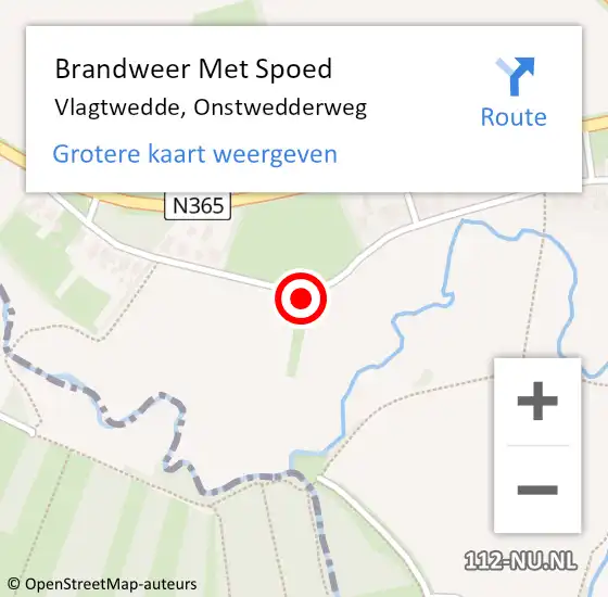 Locatie op kaart van de 112 melding: Brandweer Met Spoed Naar Vlagtwedde, Onstwedderweg op 1 september 2015 23:38