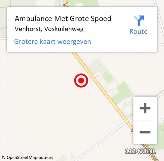 Locatie op kaart van de 112 melding: Ambulance Met Grote Spoed Naar Venhorst, Voskuilenweg op 1 september 2015 23:48