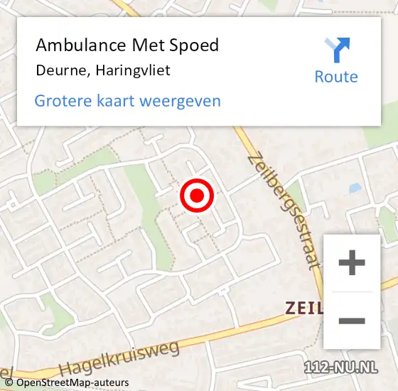 Locatie op kaart van de 112 melding: Ambulance Met Spoed Naar Deurne, Haringvliet op 2 september 2015 00:07