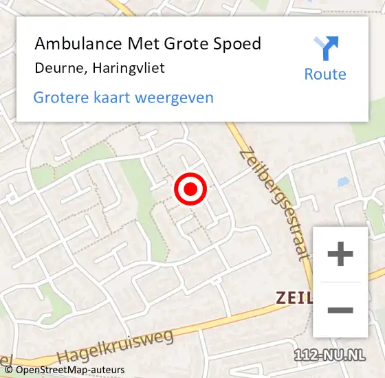 Locatie op kaart van de 112 melding: Ambulance Met Grote Spoed Naar Deurne, Haringvliet op 2 september 2015 00:10