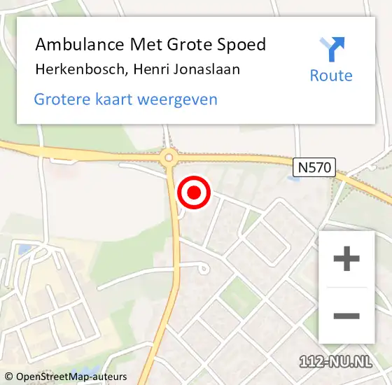 Locatie op kaart van de 112 melding: Ambulance Met Grote Spoed Naar Herkenbosch, Henri Jonaslaan op 2 september 2015 00:36