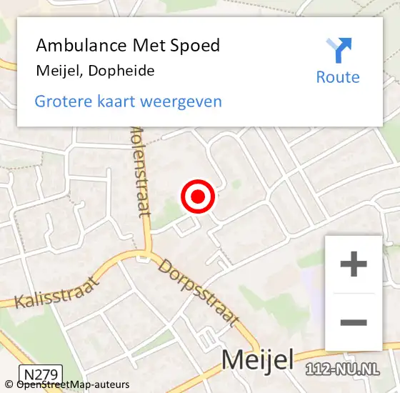 Locatie op kaart van de 112 melding: Ambulance Met Spoed Naar Meijel, Dopheide op 2 september 2015 02:50