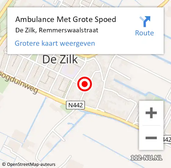 Locatie op kaart van de 112 melding: Ambulance Met Grote Spoed Naar De Zilk, Remmerswaalstraat op 2 september 2015 05:46