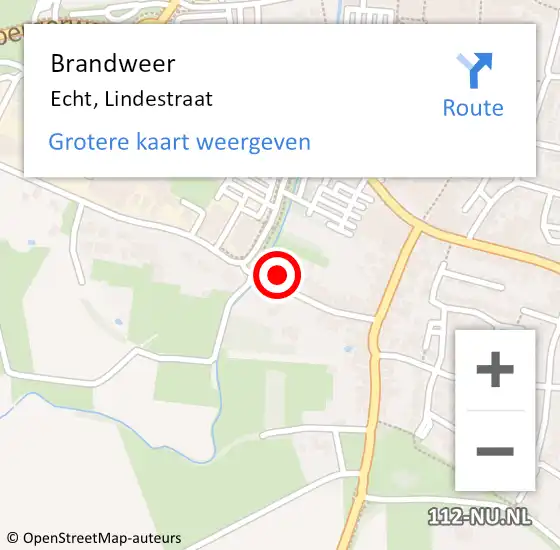 Locatie op kaart van de 112 melding: Brandweer Echt, Lindestraat op 19 november 2013 10:29